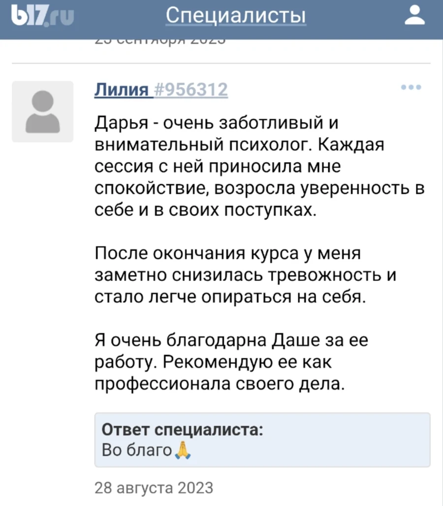 Отзыв на b17